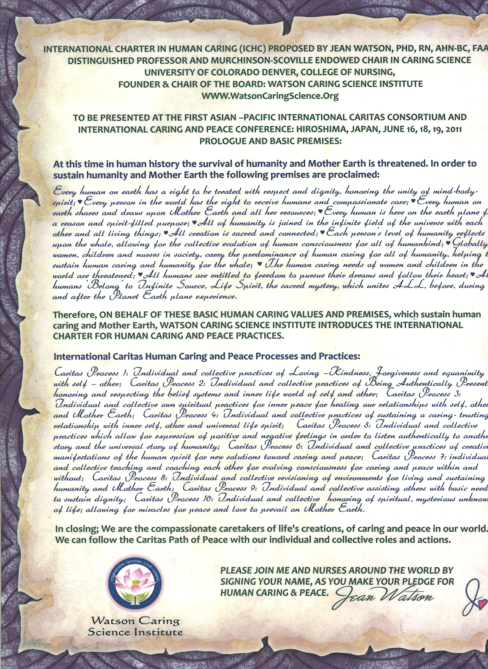 International Charter for Caring and Peace