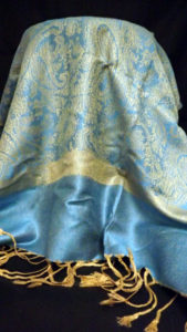 Blue and Gold Pashmina Shawl